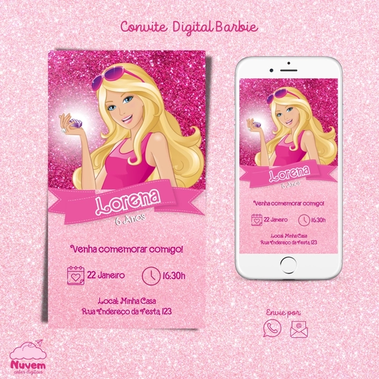 Convite Barbie Digital