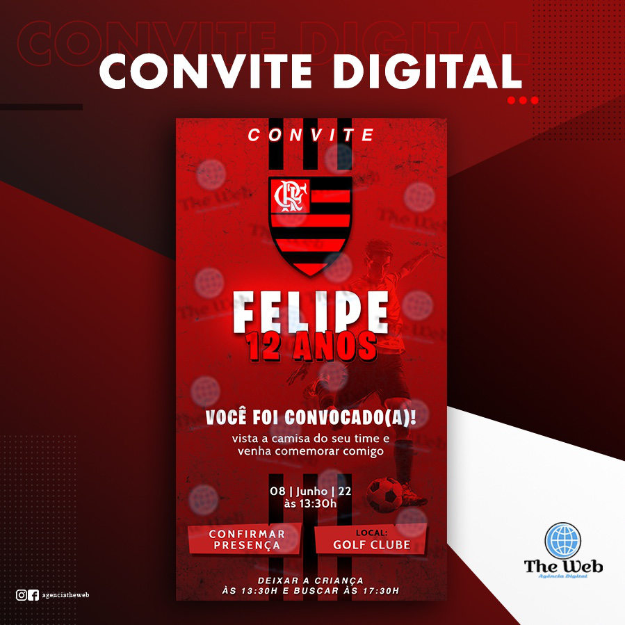 Convite Digital - Tema Flamengo