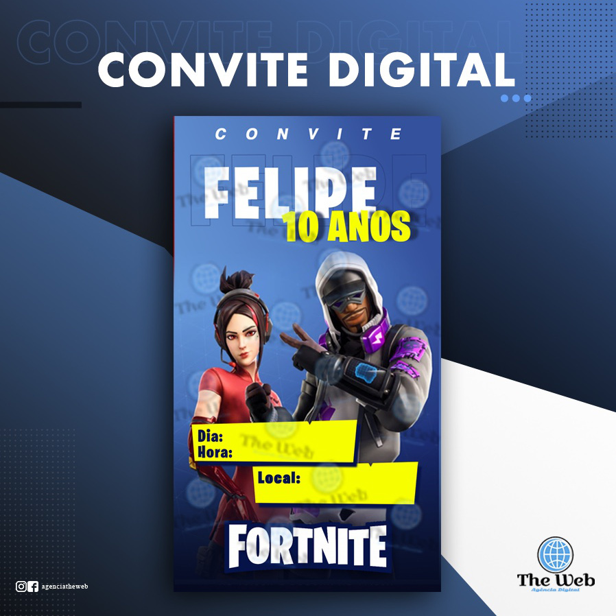 Convite Digital - Tema Fortnite